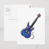 blaue E-Gitarre Postkarte (Vorne/Hinten)