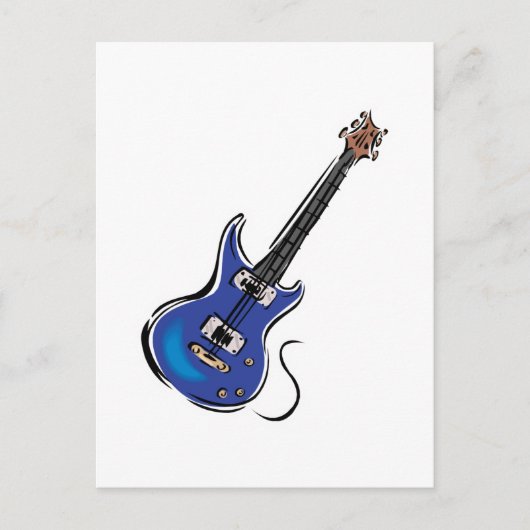 blaue E-Gitarre Postkarte (Vorderseite)