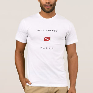 Blaue Eckpalau-Unterwasseratemgerät-Tauchen-Flagge T-Shirt