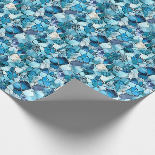 Blaue Edelsteine Geschenkpapier (Ecke)