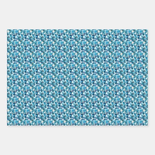 Blaue Edelsteine Geschenkpapier Set (Vorderseite)