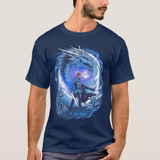 Blaue Eeragon-Kunst T-Shirt (Vorderseite)