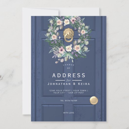 Blaue Eheretür - ADRESSE Einladung (Vorderseite)