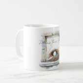 Blaue Ei-Vogelnestfeder Kaffeetasse (Vorderseite Links)