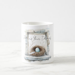Blaue Ei-Vogelnestfeder Kaffeetasse
