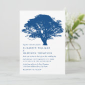 Blaue Eiche, rustikale und minimalistische Hochzei Einladung (Stehend Vorderseite)