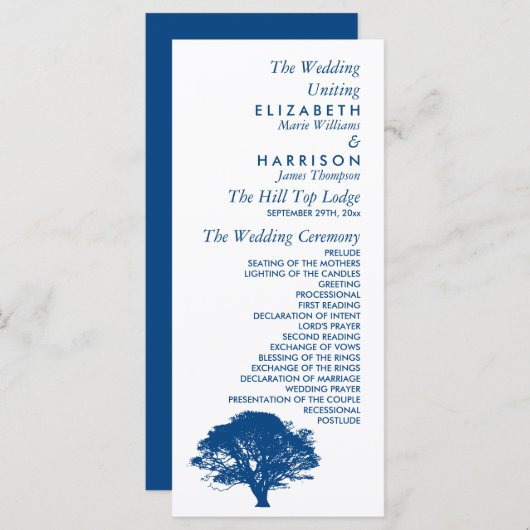 Blaue Eiche, rustikale und minimalistische Hochzei Programm (Vorne/Hinten)