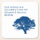 Blaue Eiche, rustikale und minimalistische Hochzei Rechteckiger Pappuntersetzer (Vorderseite)