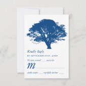 Blaue Eiche, rustikale und minimalistische Hochzei RSVP Karte (Vorderseite)