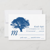 Blaue Eiche, rustikale und minimalistische Hochzei RSVP Karte (Vorderseite)