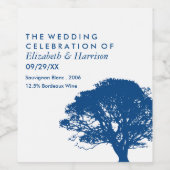 Blaue Eiche, rustikale und minimalistische Hochzei Weinetikett (Einzelnes Label)