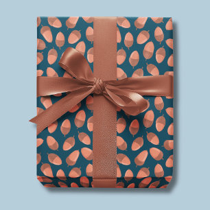 Blaue Eichel Muster Geschenkpapier Set