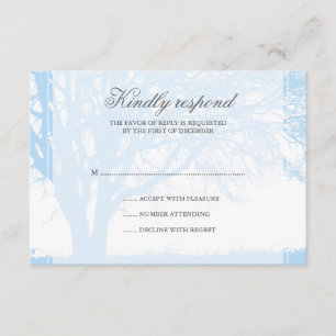 Blaue Eichen-Winter-Hochzeits-Wartekarte RSVP Karte