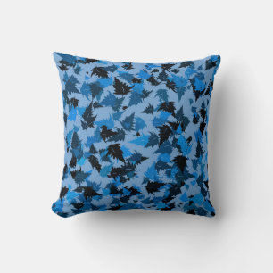 Blaue Eichenblätter Kissen