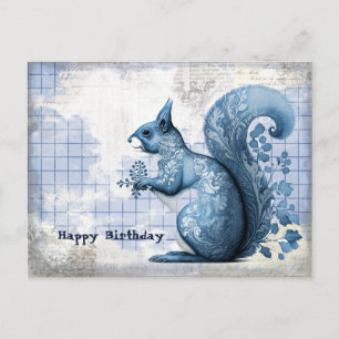 Blaue-Eichhörnchen-Geburtstagscollage Postkarte