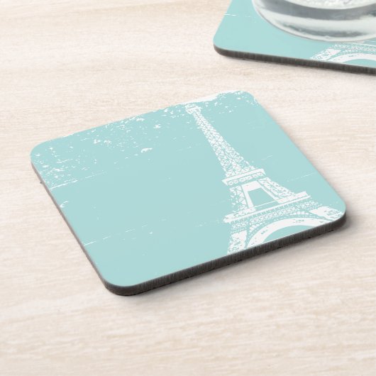 Blaue Eiffel-Turm-Korken-Untersetzer Untersetzer (Linke Seite)