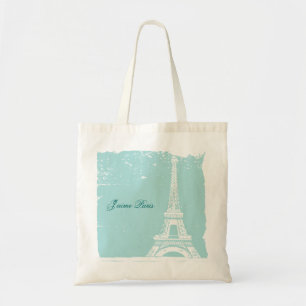 Blaue Eiffel-Turm-Leinwand-Taschen Tragetasche