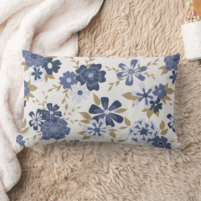 Blaue, einfache Blume Blumenstraube Kissen (Decke)