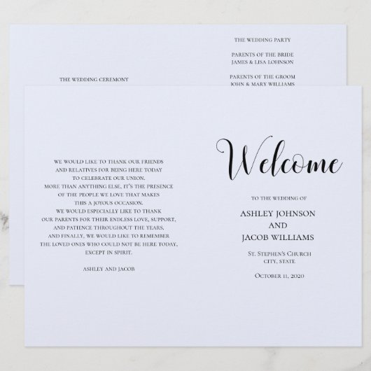 Blaue, einfache Hochzeit. Typografie (Vorne/Hinten)