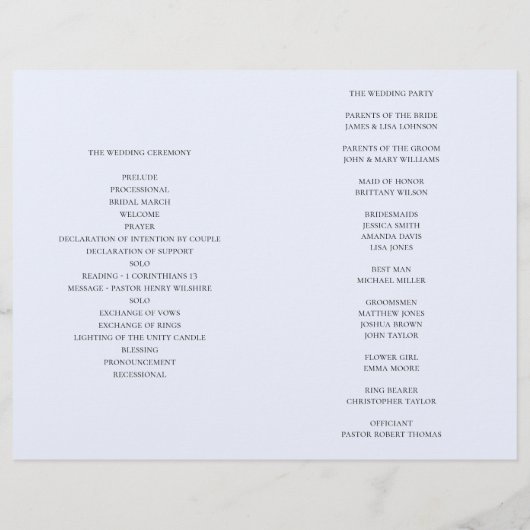 Blaue, einfache Hochzeit. Typografie (Rückseite)