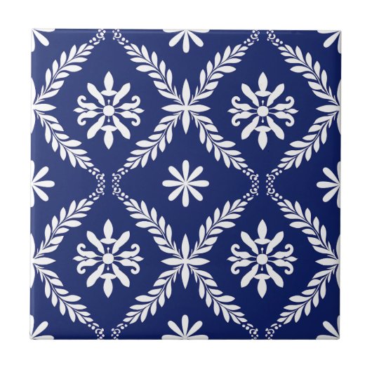 Blaue einfache moderne geometrische elegante abstr fliese (Vorderseite)