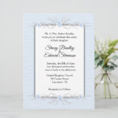 Blaue Einfachheit Traditionelle Hochzeitseinladung Einladung (Stehend Vorderseite)