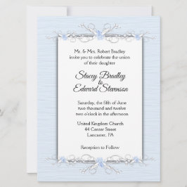 Blaue Einfachheit Traditionelle Hochzeitseinladung Einladung