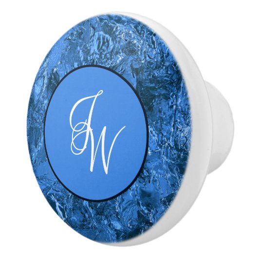 Blaue Eingeweihte Initialen Keramikknauf (Rechts)
