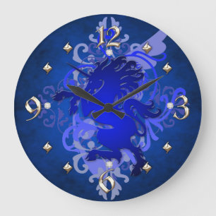 Blaue Einhorn-Fantasie-Uhr Große Wanduhr