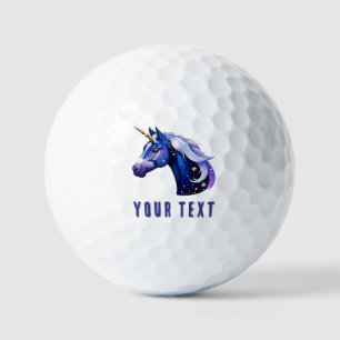Blaue Einhorn-Kopfporträt im sternenklaren Nachthi Golfball