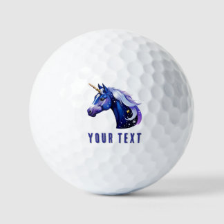 Blaue Einhorn-Kopfporträt im sternenklaren Nachthi Golfball