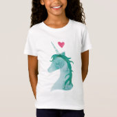 Blaue Einhorn-Magie mit Herzen T-Shirt (Vorderseite)