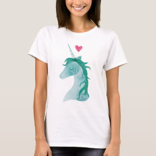 Blaue Einhorn-Magie mit Herzen T-Shirt