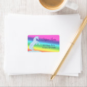 Blaue EinhornSilhouette (Regenbogen/personalisiere Adressaufkleber (Insitu)