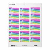 Blaue EinhornSilhouette (Regenbogen/personalisiere Adressaufkleber (Vorne)