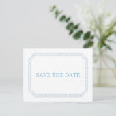Blaue Einkreiskarte Save the Date Postkarte (Stehend Vorderseite)
