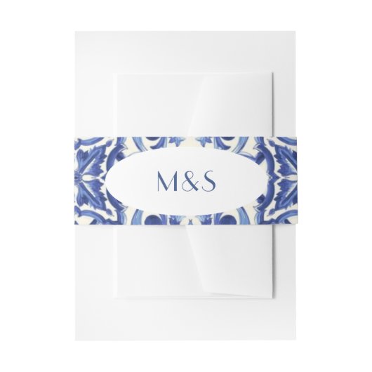 Blaue Einladung Bauchband Einladungsbanderole (Vorderseite Beispiel)