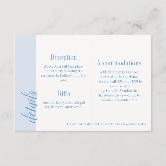 Blaue Einladung, Caroline Hochzeit Begleitkarte (Vorderseite)