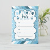 Blaue Einladung für Jungen per Hand zu schreiben (Stehend Vorderseite)