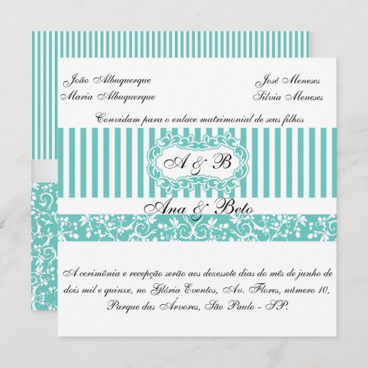 Blaue Einladung Tiffany (Vorne/Hinten)