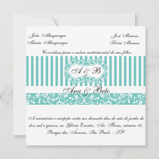 Blaue Einladung Tiffany (Vorderseite)