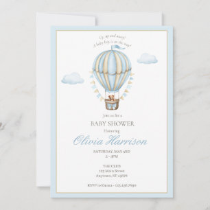 Blaue Einladung zur Babyparty für einen Jungen mit