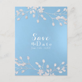 Blaue Einladungen Save the Date von White Floral B