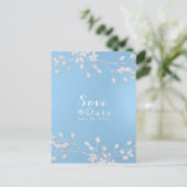 Blaue Einladungen Save the Date von White Floral B (Stehend Vorderseite)