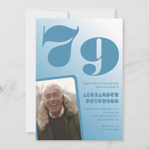 Blaue Einladungen zum 79. Geburtstag Männer Foto m
