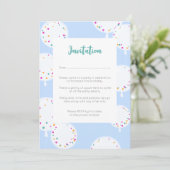 Blaue Einladungskarte zum Geburtstag Einladung (Stehend Vorderseite)