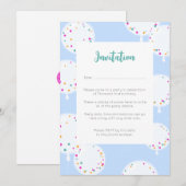 Blaue Einladungskarte zum Geburtstag Einladung (Vorne/Hinten)