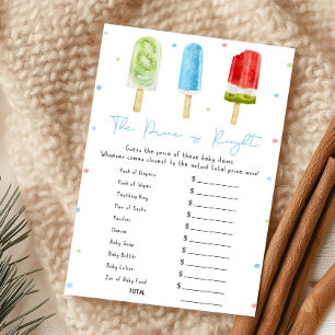 Blaue Eis-am-Stiel-Baby-Shower-Spiel "The Price Is