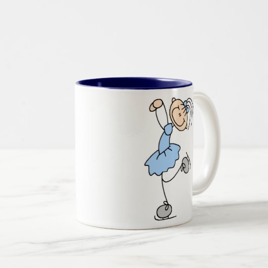 Blaue Eis-Skaten-Mädchen-Tasse Zweifarbige Tasse (VorderseiteRechts)