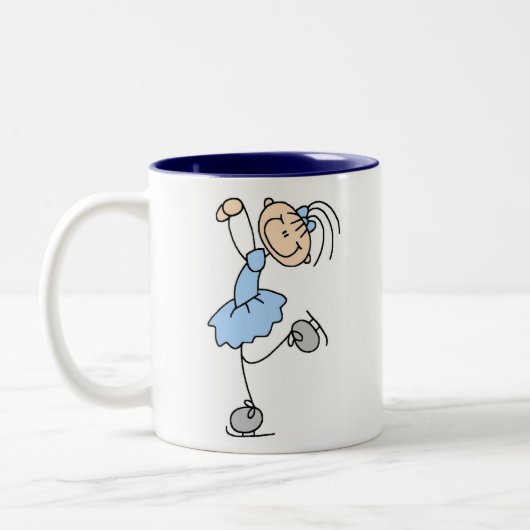 Blaue Eis-Skaten-Mädchen-Tasse Zweifarbige Tasse (Links)